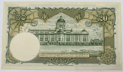 Old Vintage Rama XI Thailand 20 Baht Banknote | Collectable Grade
