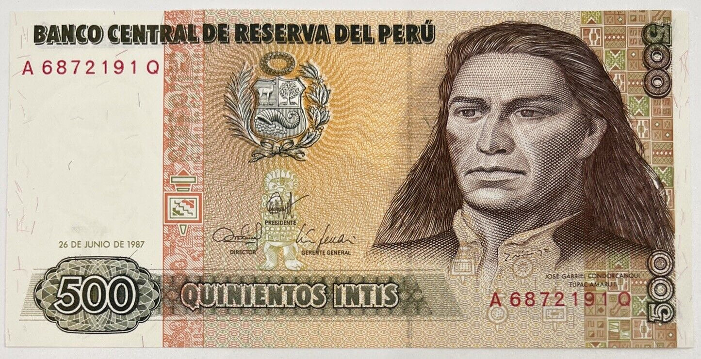 Old Vintage Peru 500 Intis Banknote | Collectable Grade
