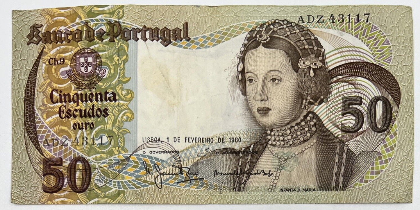 Old Vintage Portugal 50 Escudos Banknote | Collectable Grade