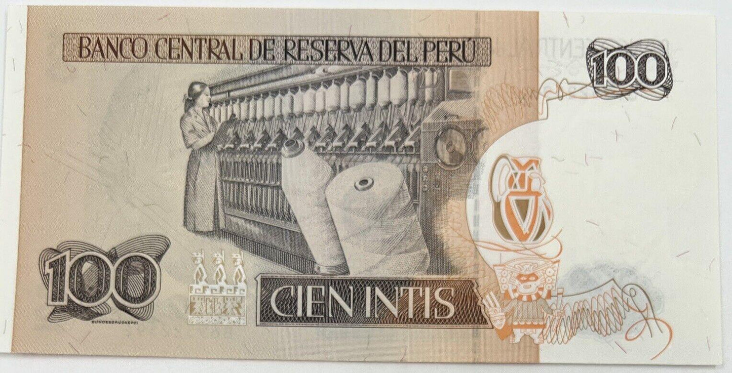 Old Vintage Peru 100 Cien Intis Banknote | Collectable Grade