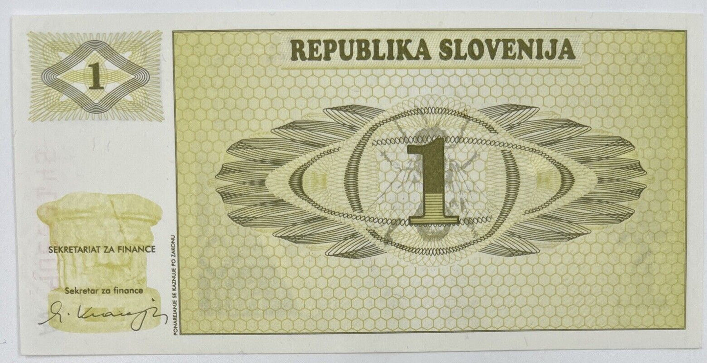 Old Vintage Slovenia 1 Tolar Banknote | Collectable Grade