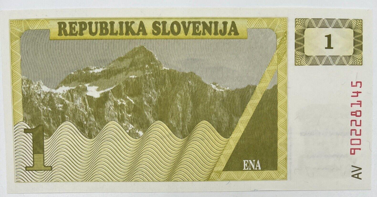 Old Vintage Slovenia 1 Tolar Banknote | Collectable Grade
