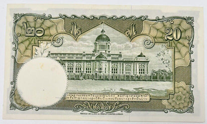 Old Vintage Rama XI Thailand 20 Baht Banknote | UNC Uncircilated