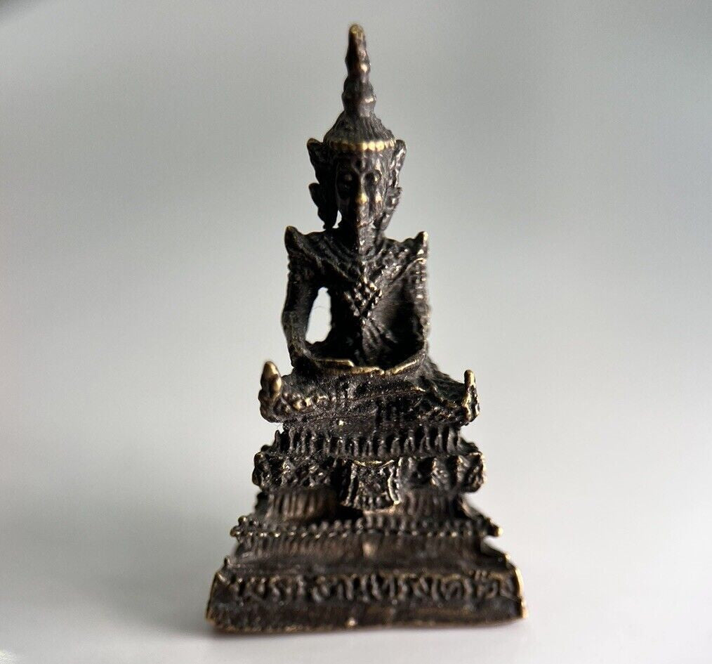 Thailand Old Vintage Thai Buddha Charm Metal Statue | Height 3cm