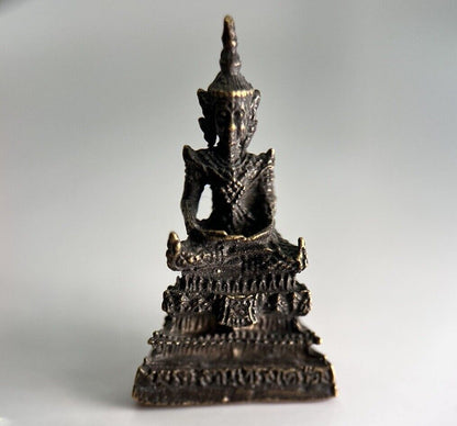 Thailand Old Vintage Thai Buddha Charm Metal Statue | Height 3cm