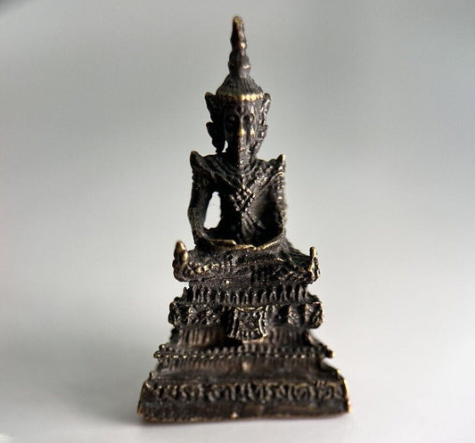 Thailand Old Vintage Thai Buddha Charm Metal Statue | Height 3cm