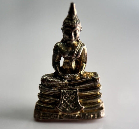Thailand Old Vintage Thai Buddha Charm Metal Statue | Height 2.6cm