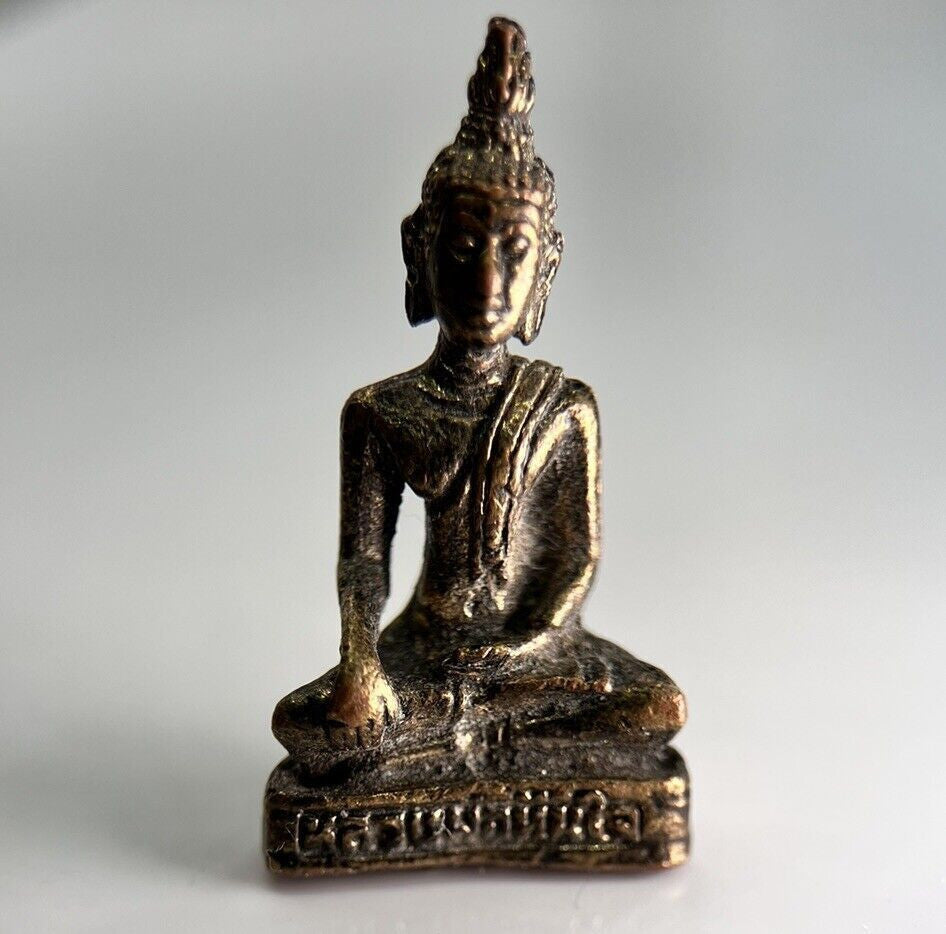 Thailand Old Vintage Thai Buddha Charm Metal Statue | Height 3cm
