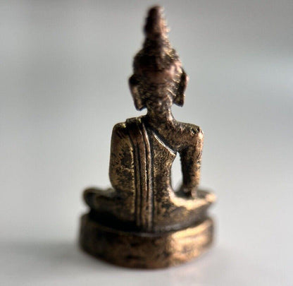 Thailand Old Vintage Thai Buddha Charm Metal Statue | Height 3cm
