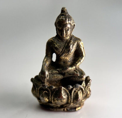 Thailand Old Vintage Thai Buddha Charm Metal Statue | Height 2.6cm