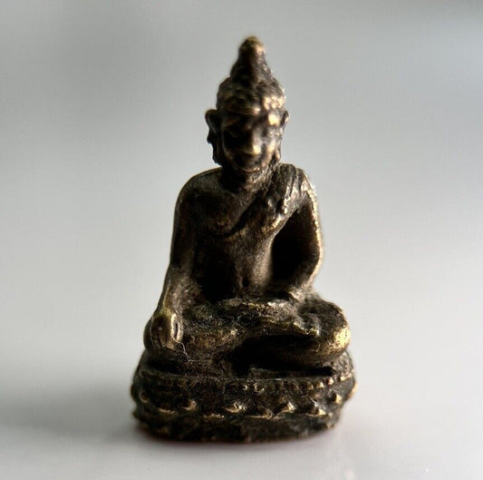 Thailand Old Vintage Thai Buddha Charm Metal Statue | Height 2.1cm