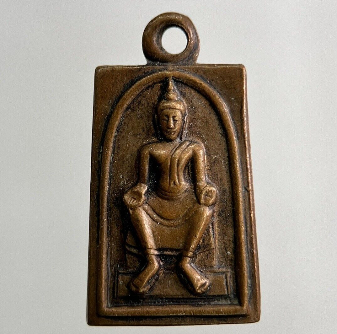 Thailand Old Vintage Thai Buddha Necklace Charm Coin | Height 1.9cm
