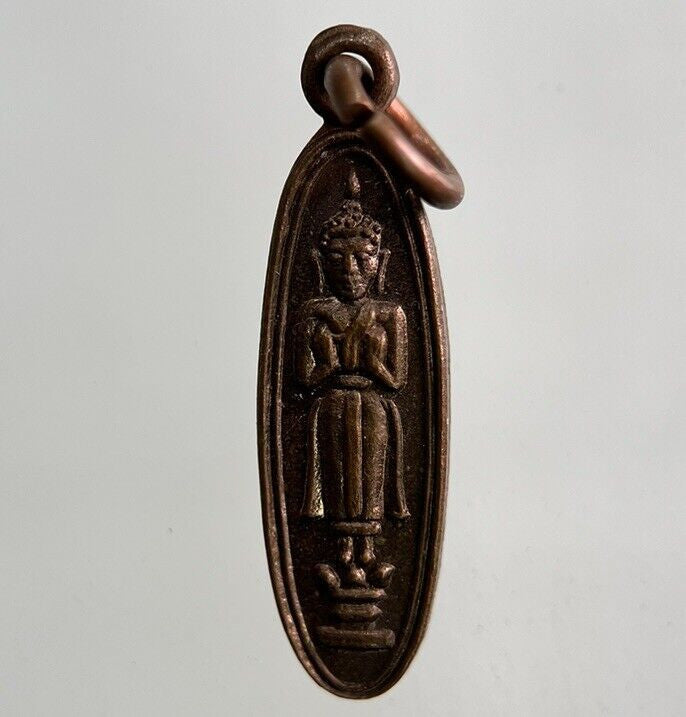 Thailand Old Vintage Thai Buddha Necklace Charm Coin | Height 2.2cm