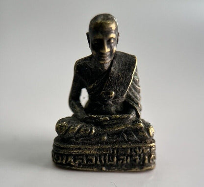 Thailand Vintage Thai Monk Charm Metal Statue | Height 2cm