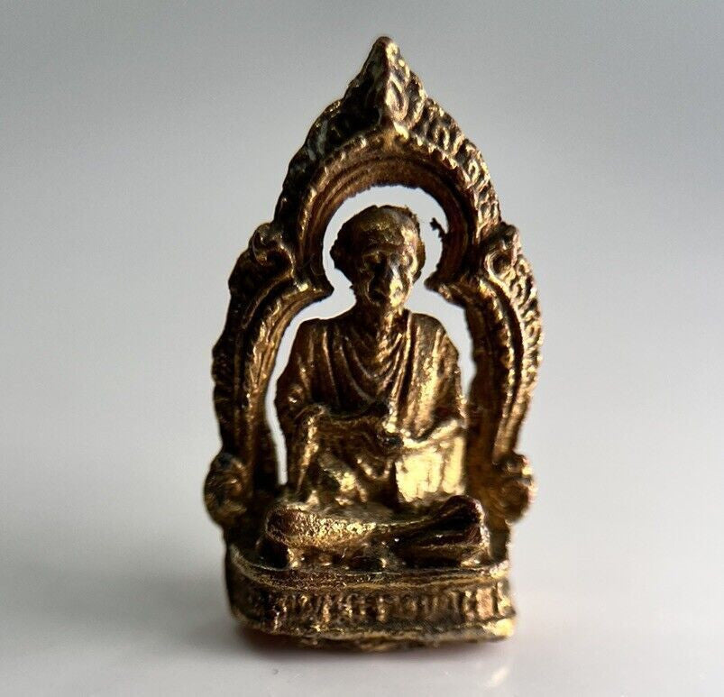 Thailand Vintage Thai Monk Charm Metal Statue | Height 2.1cm
