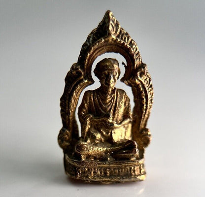 Thailand Vintage Thai Monk Charm Metal Statue | Height 2.1cm