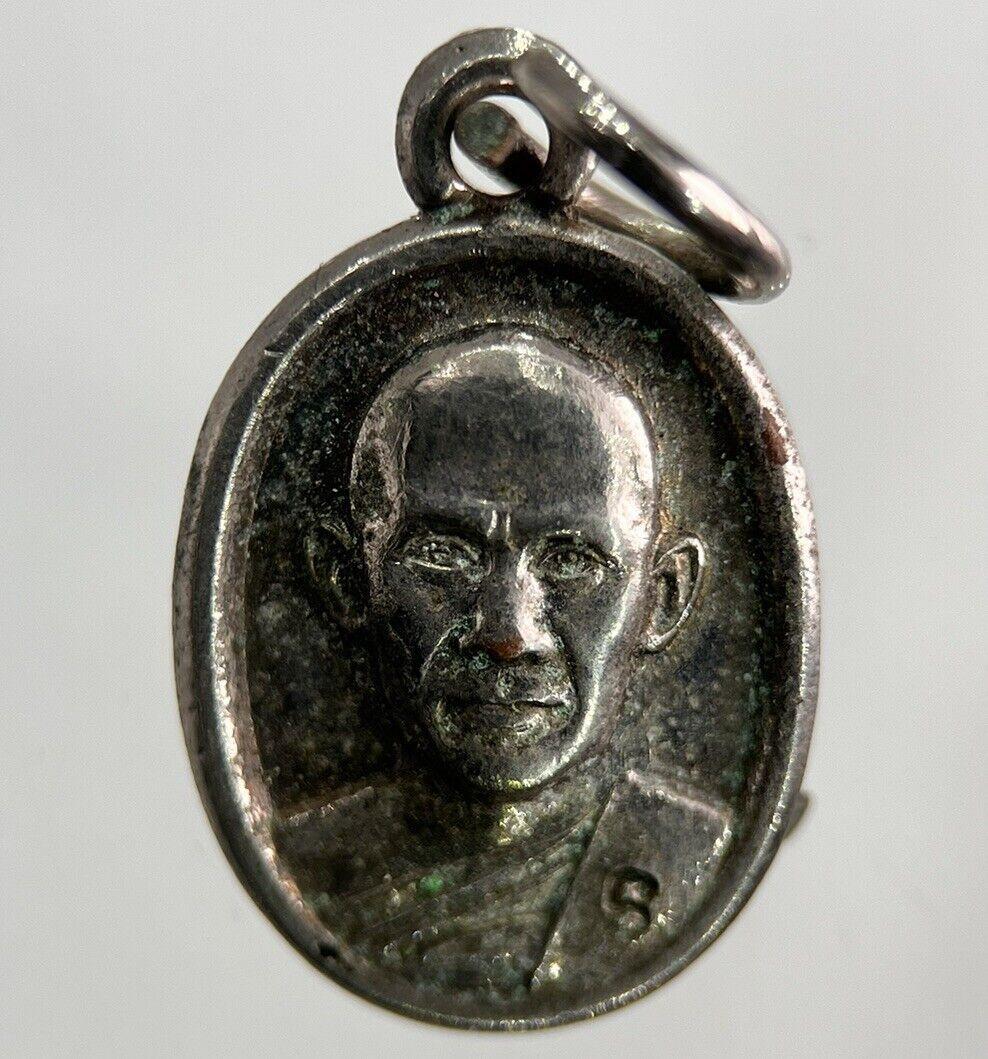 Thailand Vintage Thai Monk Buddhist Hanging Necklace Charm Token | Height 2cm