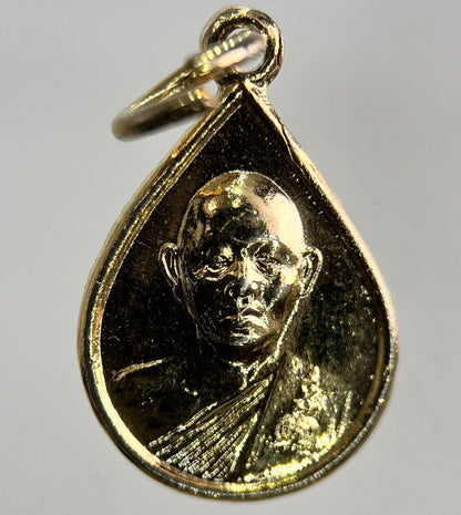 Thailand Vintage Thai Monk Buddhist Hanging Necklace Charm Token | Height 2cm