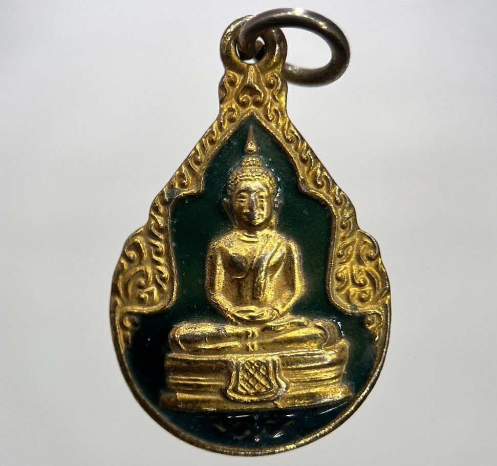Old Vintage Thailand Buddha Necklace Charm Pendant Coin | Height 3cm | a1254