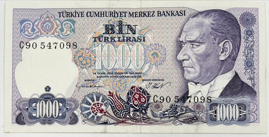 Old Vintage Turkey 1000 Lirasi Banknote | Collectable Grade