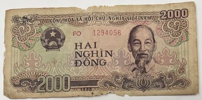 Old Vintage Vietnam 2000 Dong Banknote | Collectable Grade