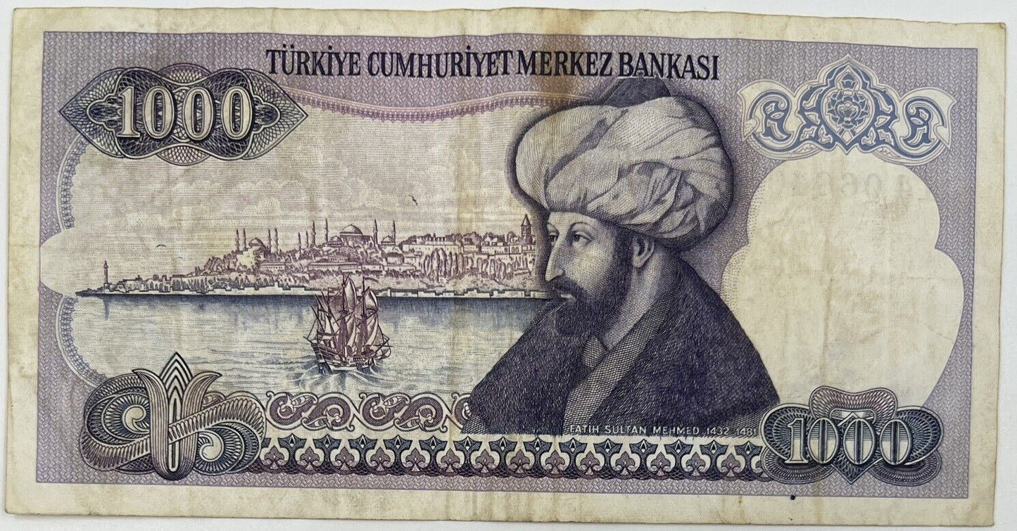 Old Vintage Turkey 1000 Lirasi Banknote | Collectable Grade