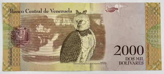Old Vintage Venezuela 2000 Bolivares Banknote | Collectable Grade