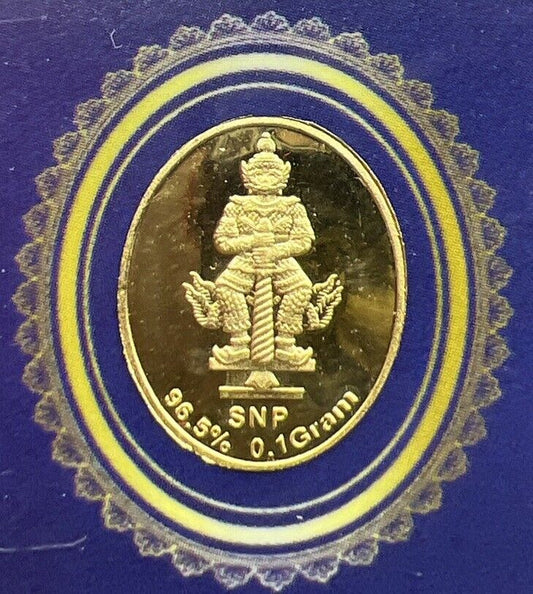 Thailand Thai 0.1g Gram Buddha Gold Bar 96.5% With Original Store Bag