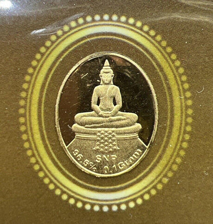 Thailand Thai 0.1g Gram Buddha Gold Bar 96.5% With Original Store Bag