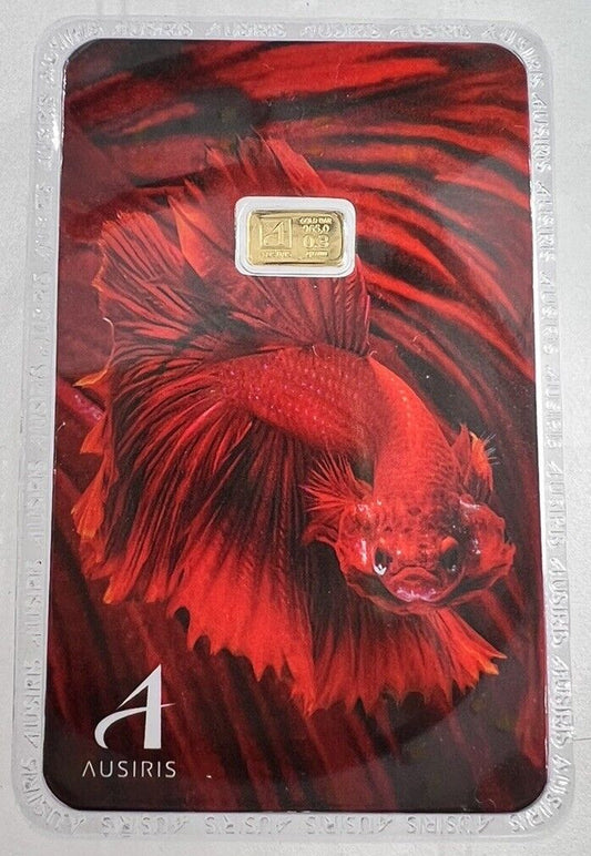 Thailand Thai 0.3g Gram Gold Bar 96.5% With Original Store Bag And Card