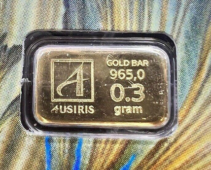 Thailand Thai 0.3g Gram Gold Bar 96.5% With Original Store Bag And Card