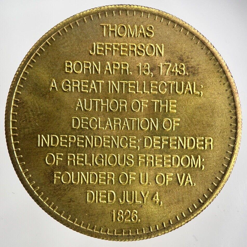 US USA Commemorative President Thomas Jefferson Token Coin | Very High Grade