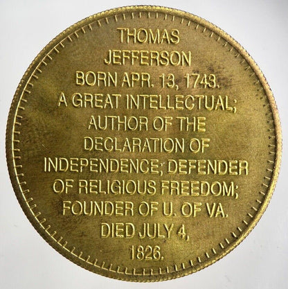 US USA Commemorative President Thomas Jefferson Token Coin | Very High Grade
