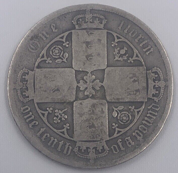 Victoria Gothic Florin | British Silver Coin | Fair Grade