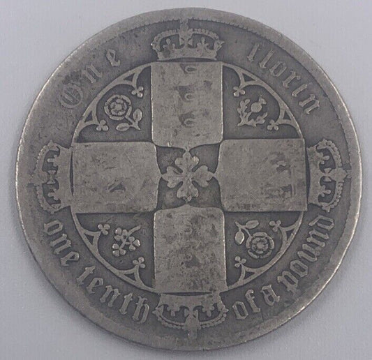 Victoria Gothic Florin | British Silver Coin | Fair Grade