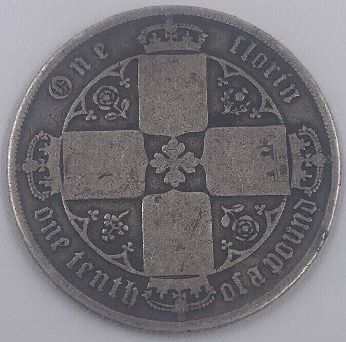 Victoria Gothic Florin | British Silver Coin | Fair Grade