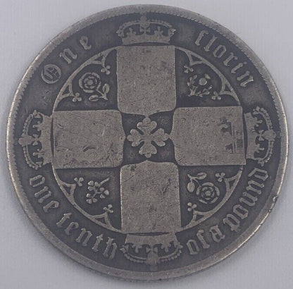 Victoria Gothic Florin | British Silver Coin | Fair Grade