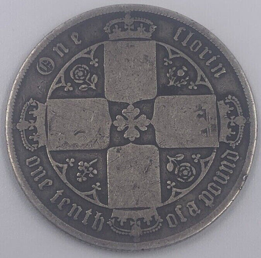 Victoria Gothic Florin | British Silver Coin | Fair Grade