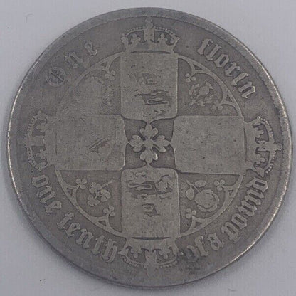 Victoria Gothic Florin | British Silver Coin | Fair Grade | a004