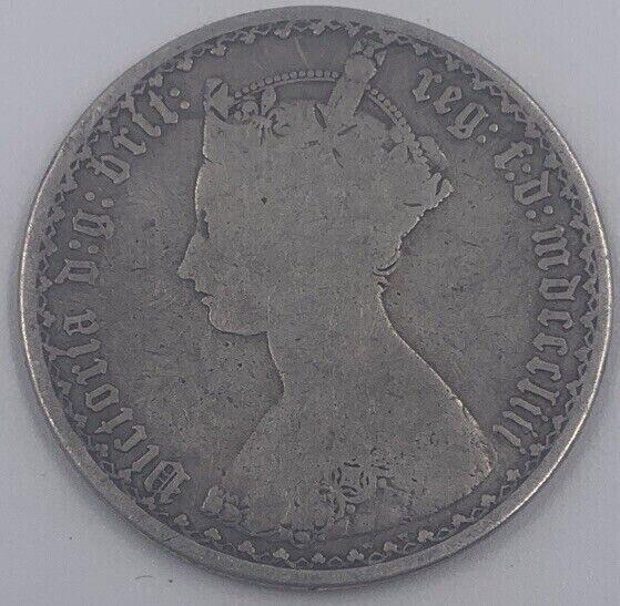 Victoria Gothic Florin | British Silver Coin | Fair Grade | a004