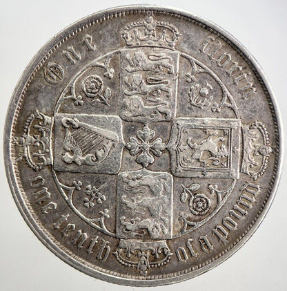 Victoria Gothic Florin Silver Coin | Fine Collectable Grade | a5280
