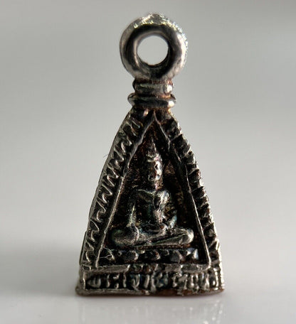 Vintage Thailand Thai 3 Sided Buddha Necklace Charm Amulet | Height 2cm