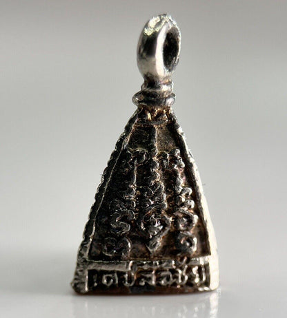 Vintage Thailand Thai 3 Sided Buddha Necklace Charm Amulet | Height 2cm