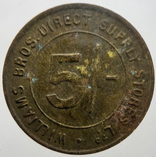 William’s Bros Direct Supply Stores 5/- Token Coin | Collectable Grade | a7325