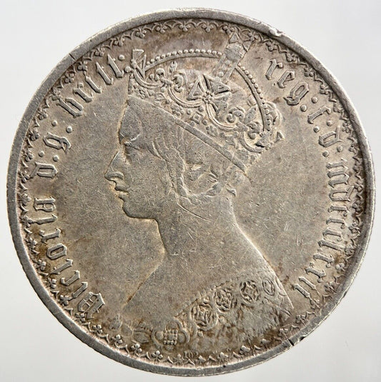 Victoria Gothic Florin British Silver Coin | Fine Collectable Grade | a1102