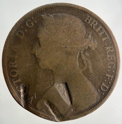 British Victoria One Penny Coin | Worn Grade