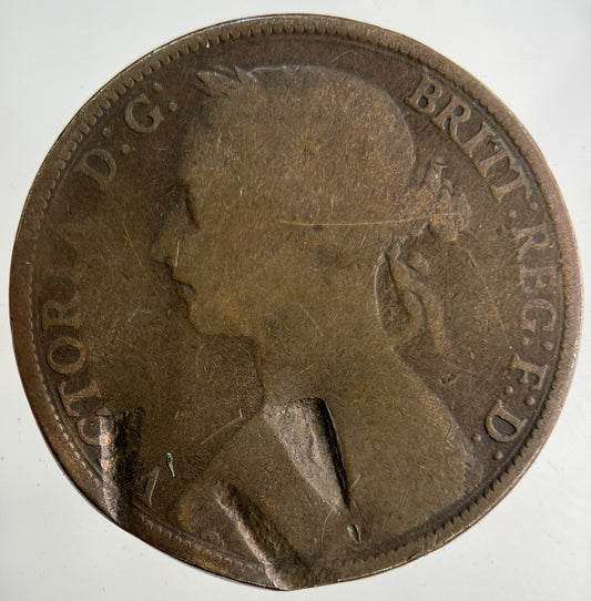British Victoria One Penny Coin | Worn Grade