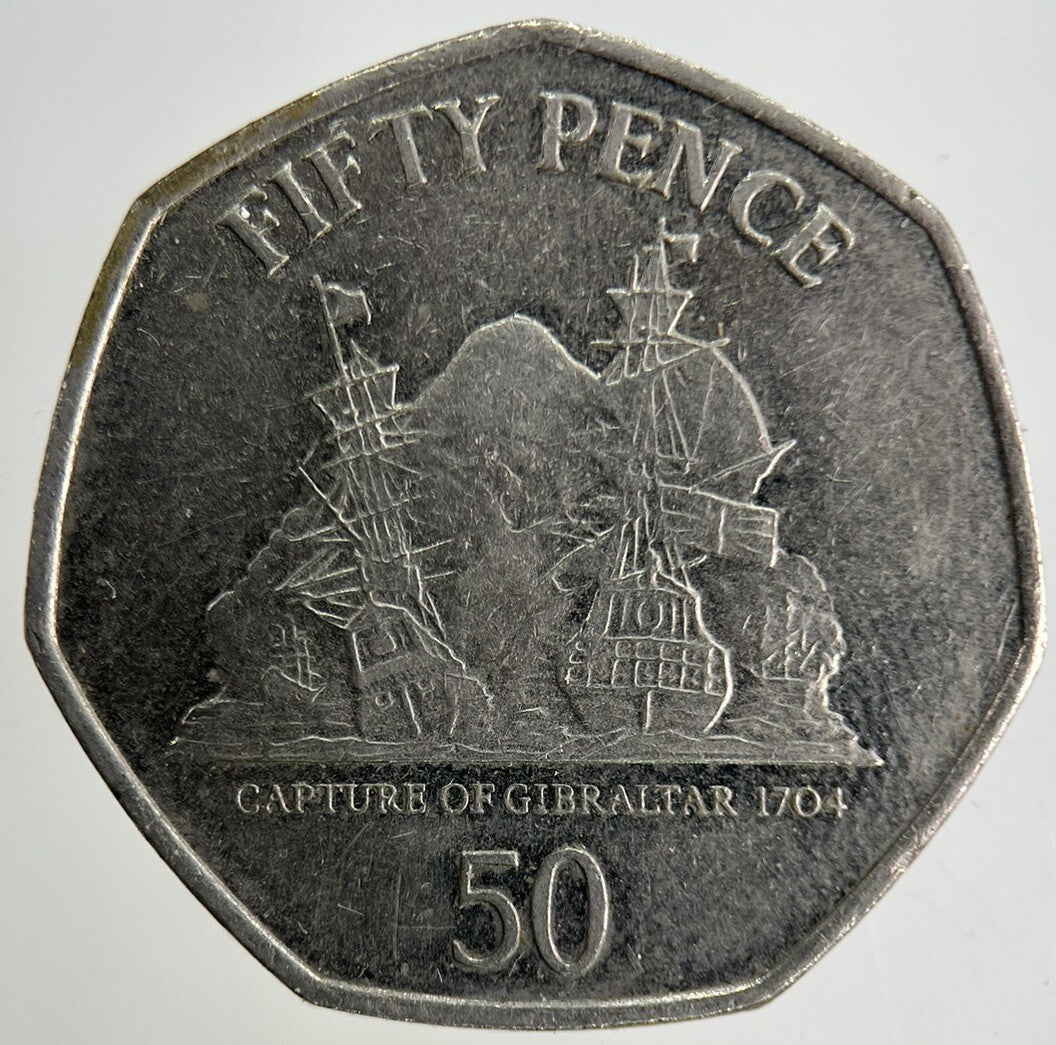 2010 Capture Of Gibraltar 50p Fifty-Pence Coin | Fine Grade