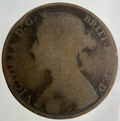 British Victoria One Penny Coin | Worn Grade
