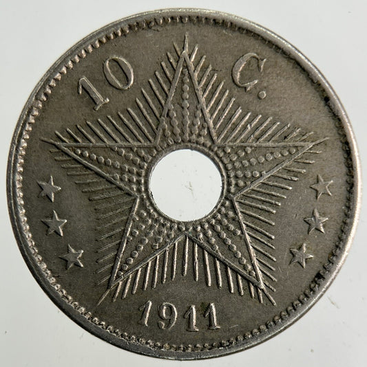 1911 Africa Belgian Congo 10 Centimes Coin | Fine Collectable Grade